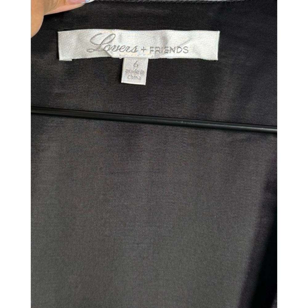 Lovers + Friends Black Cupro Rayon V-Neck Sleeveless Maxi Dress with Slit Size 4 - Picture 5 of 9